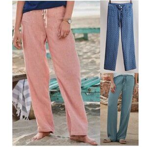 Sundance Wide-Leg Drawstring Pants in Pink, Blue & Teal